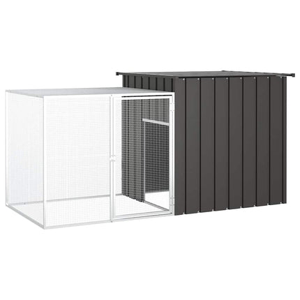 hønsehus 200x91x100 cm galvaniseret stål antracitgrå