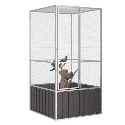 fuglebur 111x107x211,5 cm galvaniseret stål antracitgrå