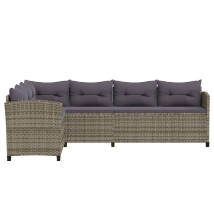 loungesæt til haven 6 dele med hynder polyrattan grå