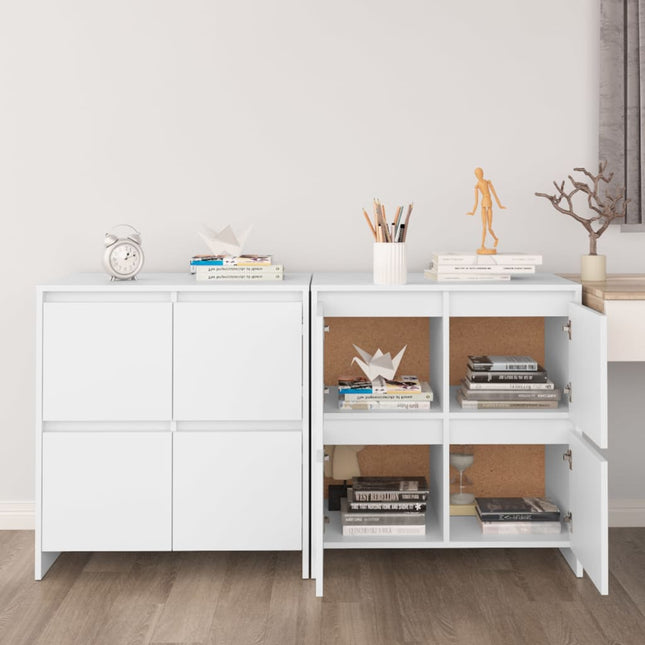skænke 2 stk. 70x41x75 cm konstrueret træ hvid