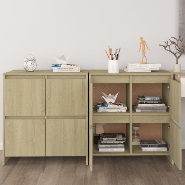 skænke 2 stk. 70x41x75 cm konstrueret træ sonoma-eg