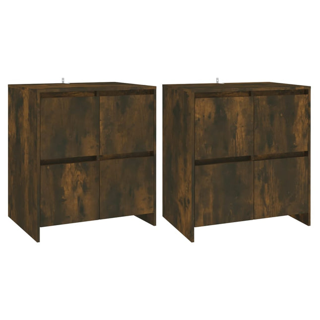 skænke 2 stk. 70x41x75 cm konstrueret træ røget egetræsfarve