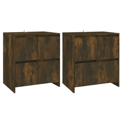 skænke 2 stk. 70x41x75 cm konstrueret træ røget egetræsfarve
