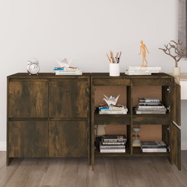 skænke 2 stk. 70x41x75 cm konstrueret træ røget egetræsfarve