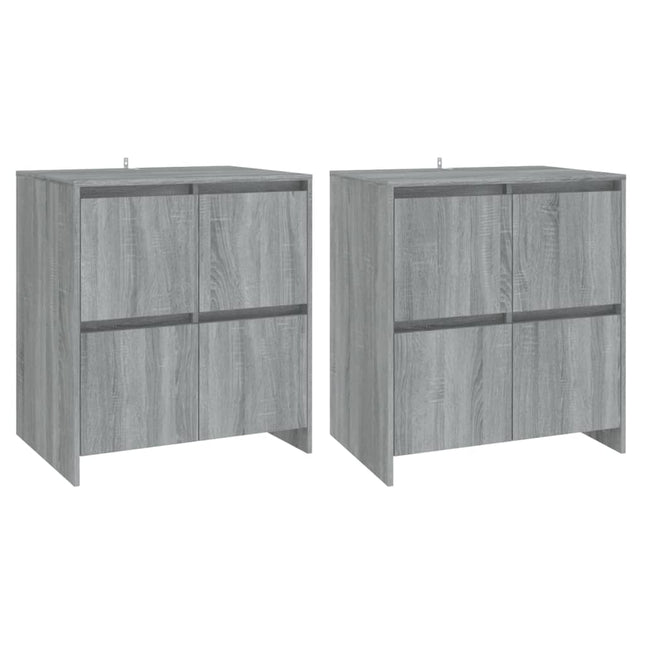 skænke 2 stk. 70x41x75 cm konstrueret træ grå sonoma-eg