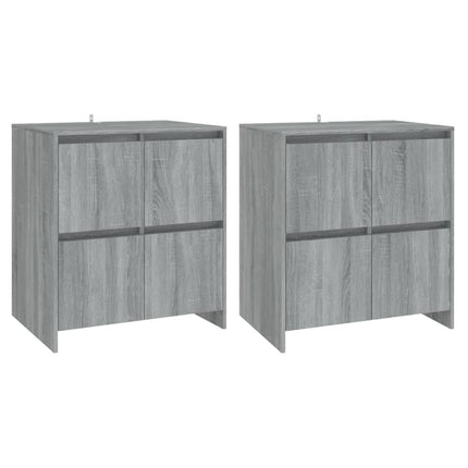 skænke 2 stk. 70x41x75 cm konstrueret træ grå sonoma-eg