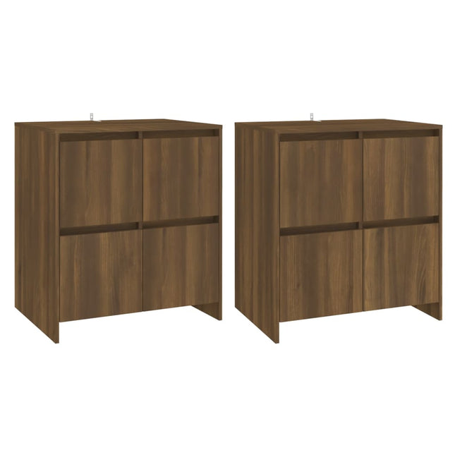 skænke 2 stk. 70x41x75 cm konstrueret træ brun egetræsfarve