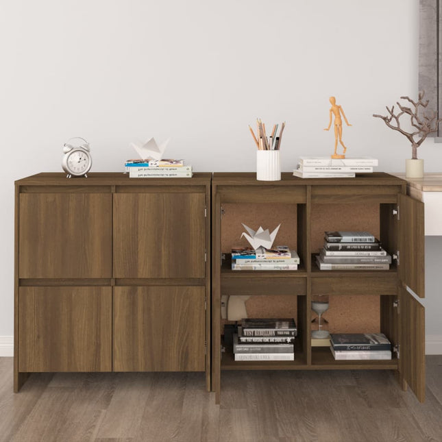 skænke 2 stk. 70x41x75 cm konstrueret træ brun egetræsfarve