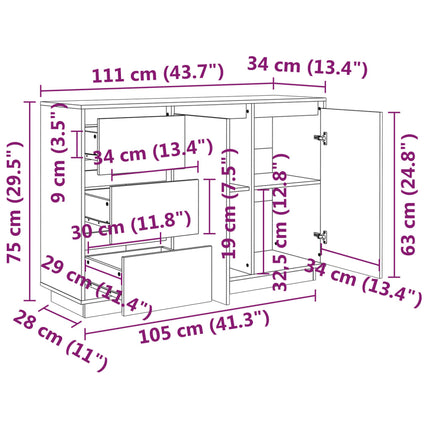 skænk 111x34x75 cm massivt fyrretræ