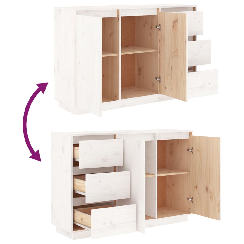 skænk 111x34x75 cm massivt fyrretræ hvid