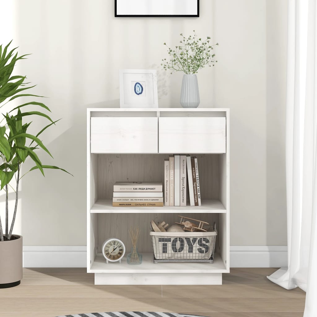 konsolskab 60x34x75 cm massivt fyrretræ hvid