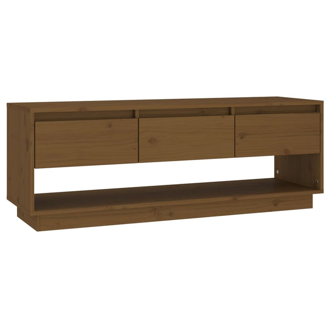 tv-bord 110,5x34x40 cm massivt fyrretræ gyldenbrun