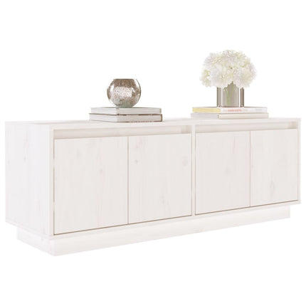 tv-bord 110x34x40 cm massivt fyrretræ hvid
