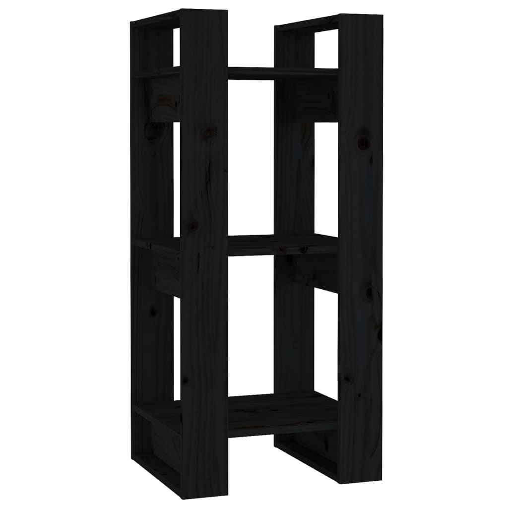bogreol/rumdeler 41x35x91 cm massivt fyrretræ sort