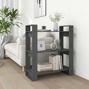 bogreol/rumdeler 80x35x91 cm massivt fyrretræ grå
