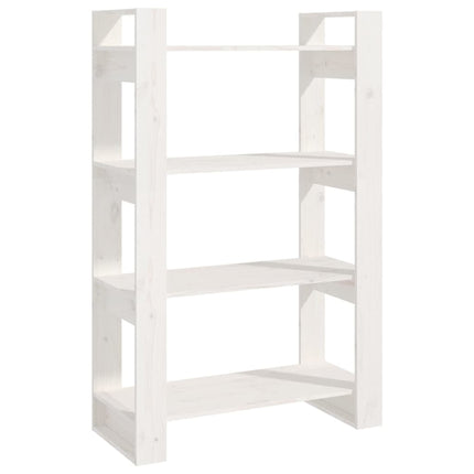 bogreol/rumdeler 80x35x125 cm massivt fyrretræ hvid