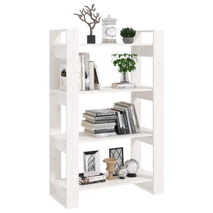 bogreol/rumdeler 80x35x125 cm massivt fyrretræ hvid