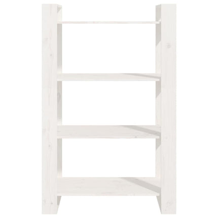 bogreol/rumdeler 80x35x125 cm massivt fyrretræ hvid