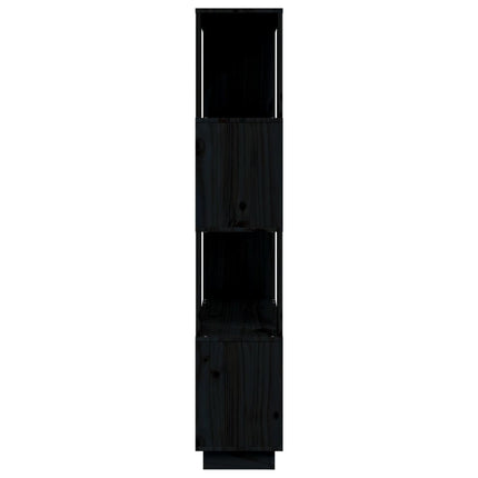 bogreol/rumdeler 80x25x132 cm massivt fyrretræ sort