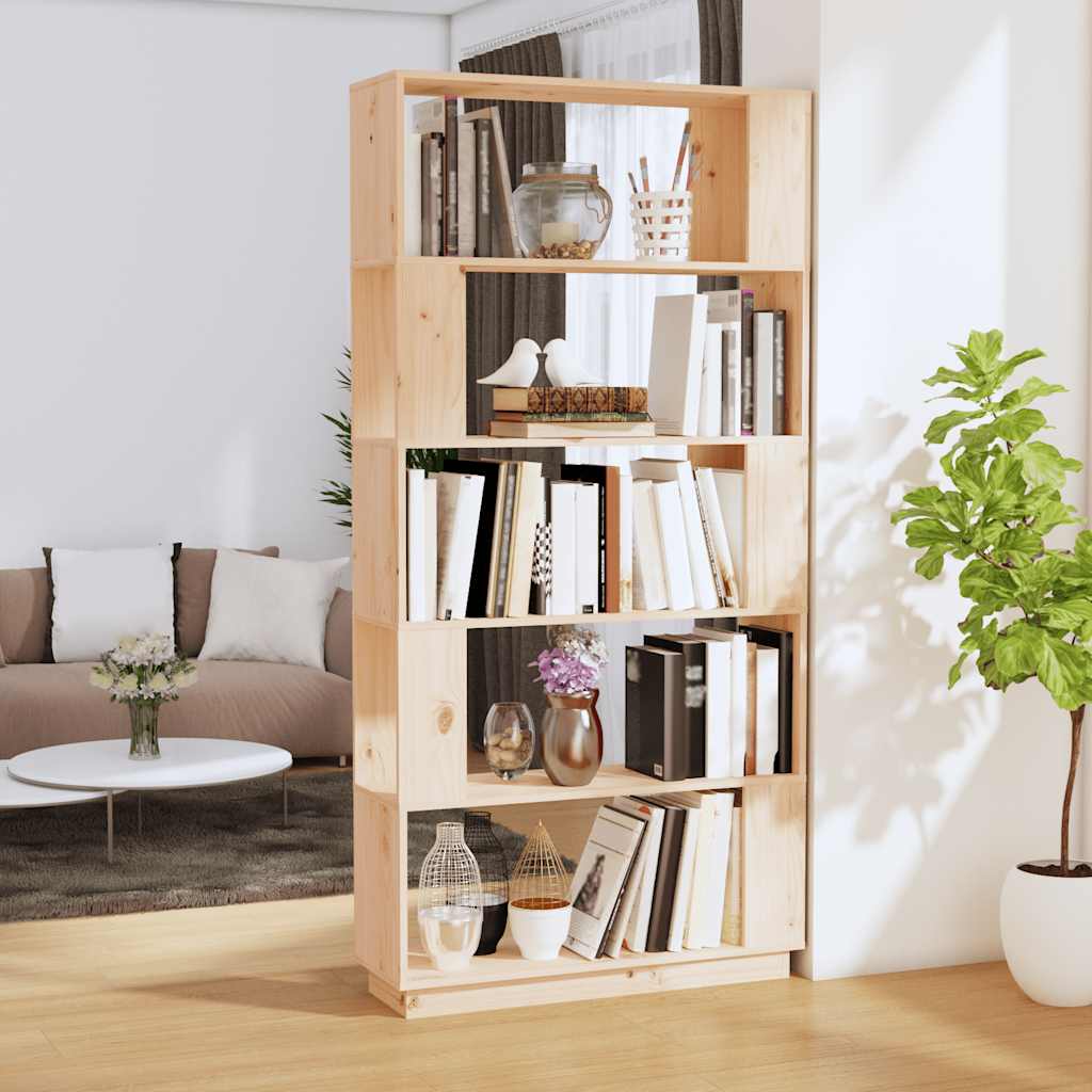 bogreol/rumdeler 80x25x163,5 cm massivt fyrretræ billede