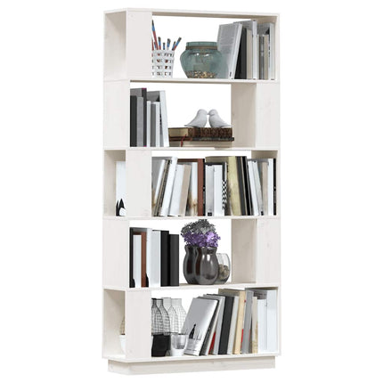 bogreol/rumdeler 80x25x163,5 cm massivt fyrretræ hvid
