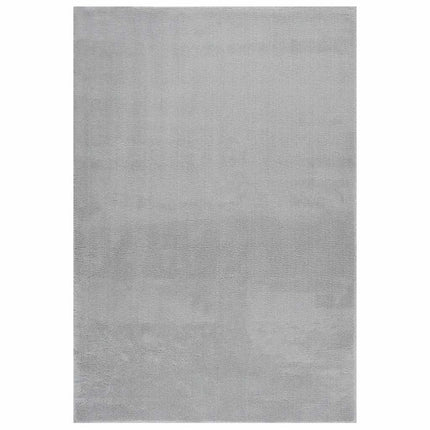 gulvtæppe 160x230 cm blødt plys skridsikkert vaskbart lysegrå