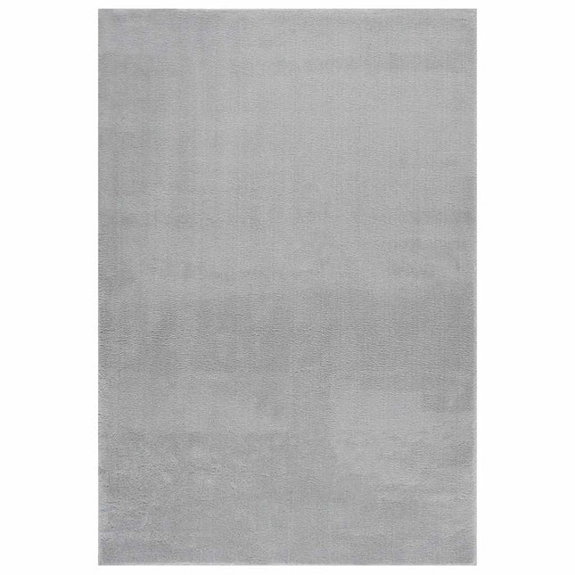 gulvtæppe 160x230 cm blødt plys skridsikkert vaskbart lysegrå
