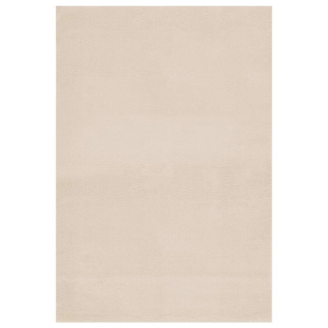 gulvtæppe 160x230 cm blødt plys skridsikkert og vaskbart beige