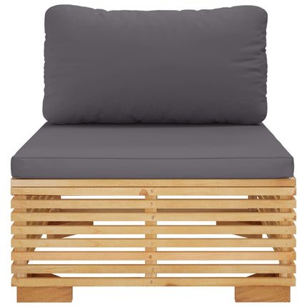 midtermodul til havesofa med mørkegrå hynder massivt teak