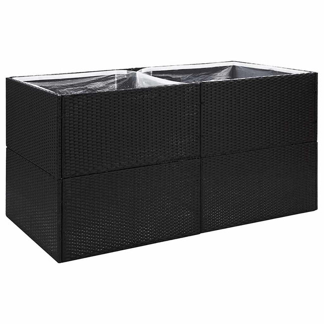 plantekasse 157x80x80 cm polyrattan sort