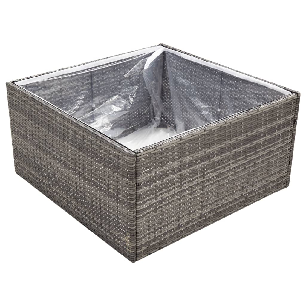 plantekasse 80x80x40 cm polyrattan grå