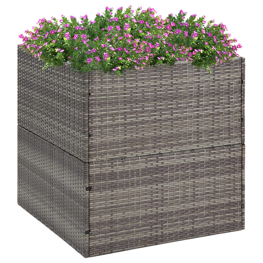 plantekasse 80x80x80 cm polyrattan grå