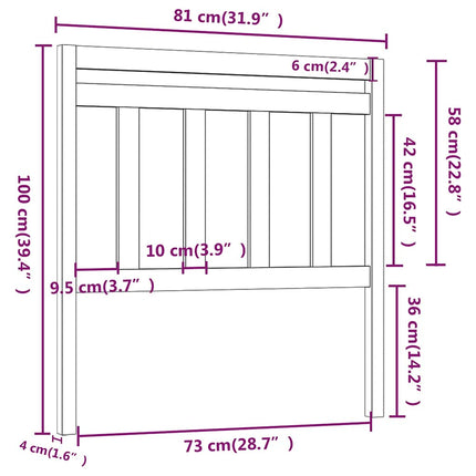 sengegærde 81x4x100 cm massivt fyrretræ grå