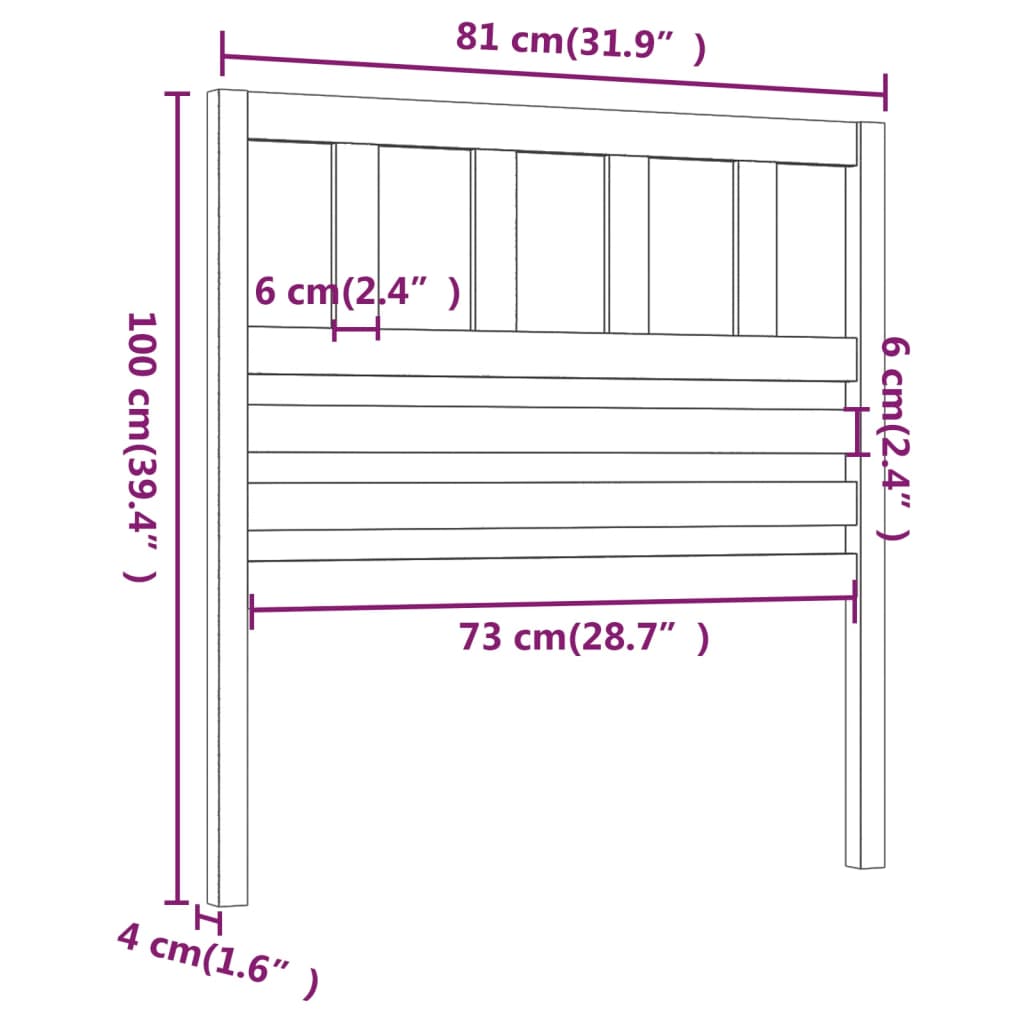 sengegærde 81x4x100 cm massivt fyrretræ gyldenbrun