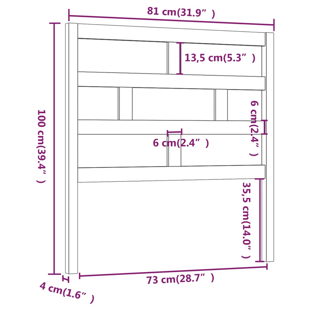 sengegærde 81x4x100 cm massivt fyrretræ hvid