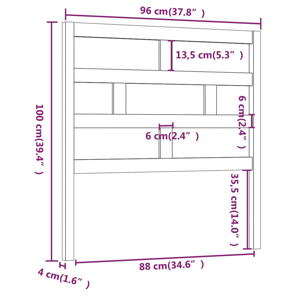 sengegærde 96x4x100 cm massivt fyrretræ