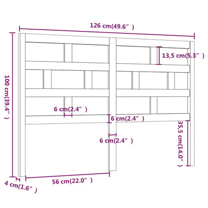 sengegærde 126x4x100 cm massivt fyrretræ sort