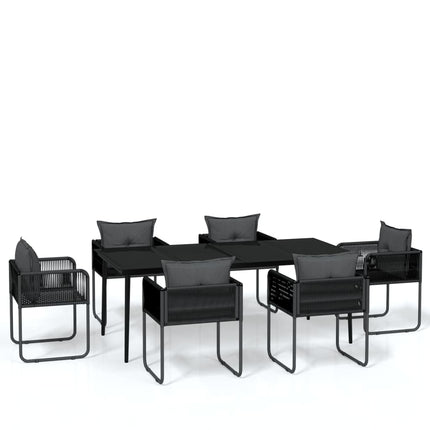 spisebordssæt til haven 7 dele sort
