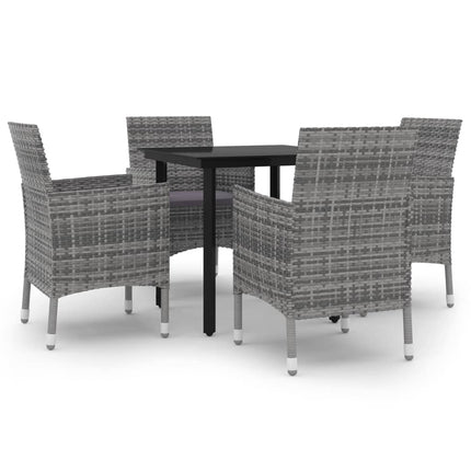 spisebordssæt til haven 5 dele med hynder polyrattan og glas