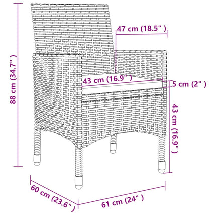 spisebordssæt til haven 5 dele med hynder polyrattan og glas