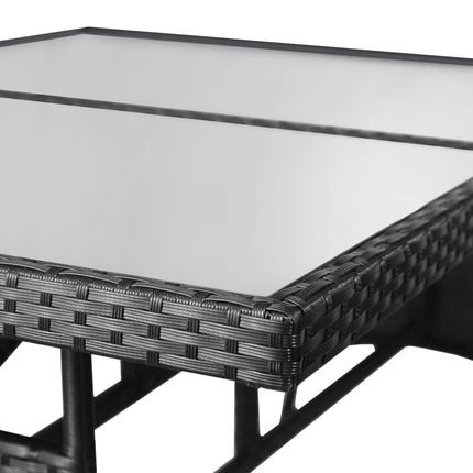 havebord 140 x 80 x 74 cm polyrattan sort