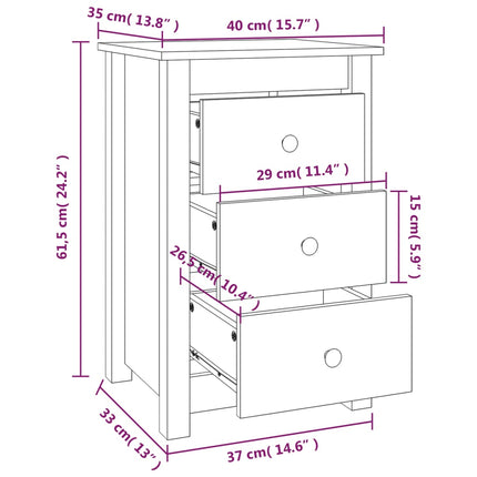 sengeborde 2 stk. 40x35x61,5cm massivt fyrretræ gyldenbrun