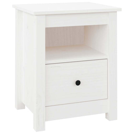 sengebord 40x35x49 cm massivt fyrretræ hvid
