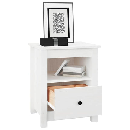 sengebord 40x35x49 cm massivt fyrretræ hvid