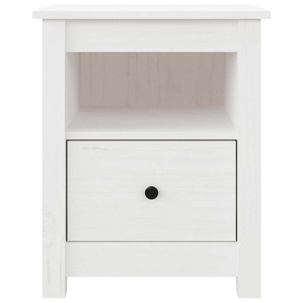 sengebord 40x35x49 cm massivt fyrretræ hvid