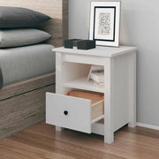 sengebord 40x35x49 cm massivt fyrretræ hvid