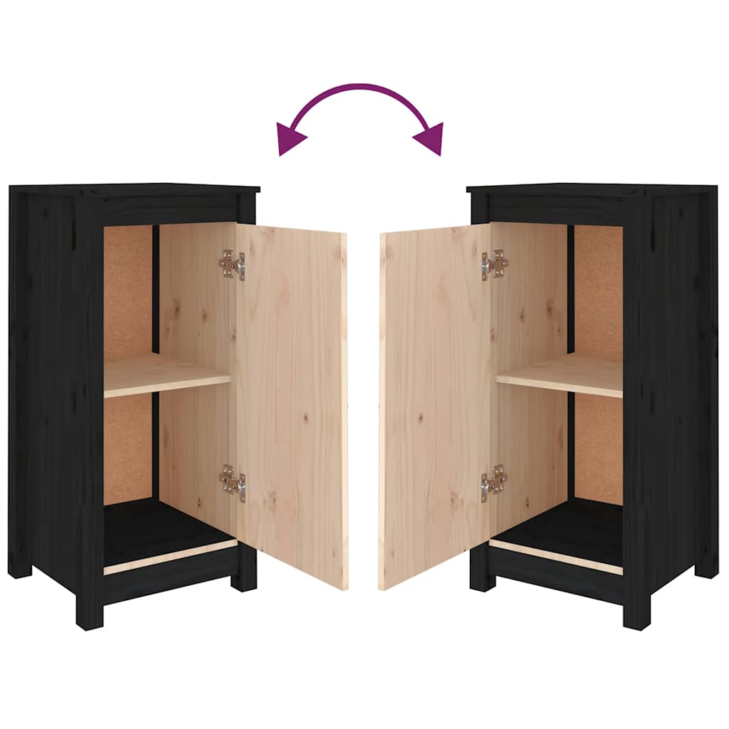 skænke 2 stk. 39x35x80 cm massivt fyrretræ sort