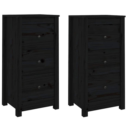 skænke 2 stk. 40x35x80 cm massivt fyrretræ sort
