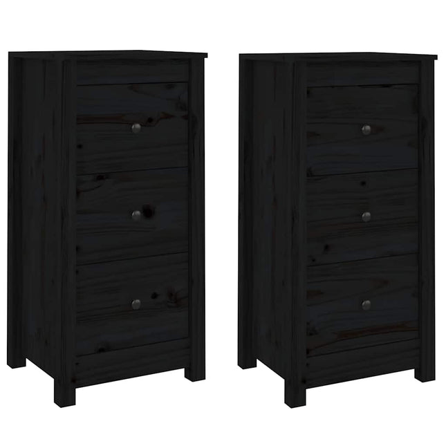 skænke 2 stk. 40x35x80 cm massivt fyrretræ sort