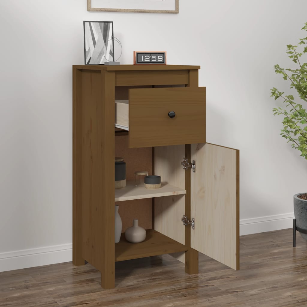 skænk 40x35x80 cm massivt fyrretræ gyldenbrun